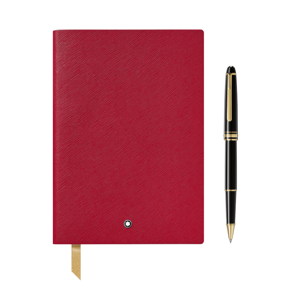 MB123754 - 마이스터스튁 클래식 골드 코팅 수성펜과 레드 노트 #146로 구성된 기프트 세트입니다.