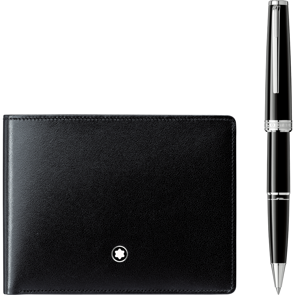 MB118909 - Set with Montblanc PIX Black Rollerball and Black Wallet 6cc